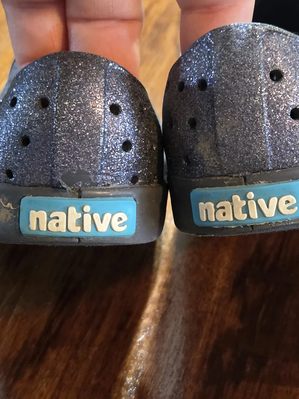 Native Jefferson Navy Blue Glitter Slip On Water Shoes C10 Toddler Gorpcore